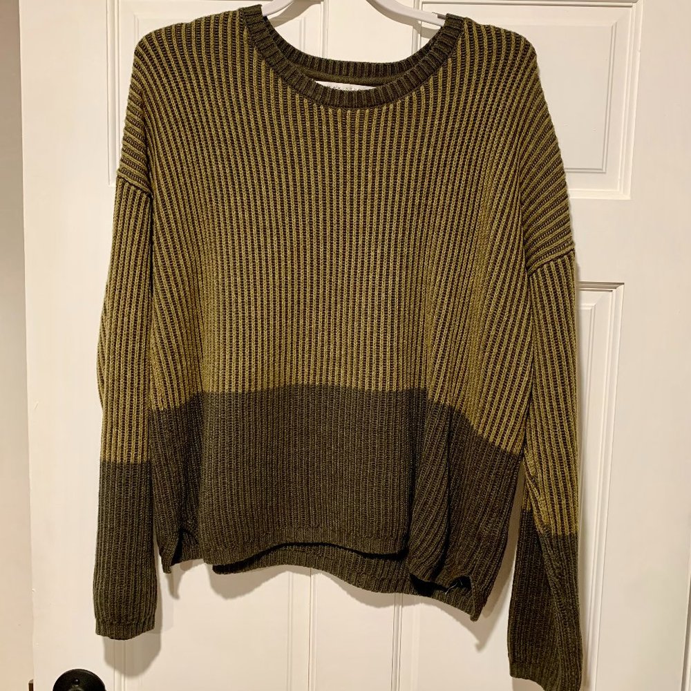 Olive Green Color Block Sweater